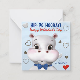 Carte De Correspondance Hippo Boy Blue Classroom Saint-Valentin