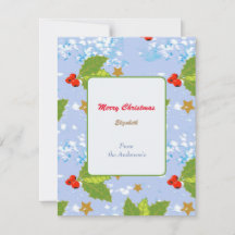 Holly baies neige et étoiles Joyeux Noël