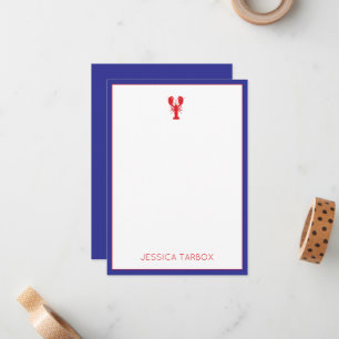Carte De Correspondance Homard Rouge Blanc Bleu NOM Preppy Fun