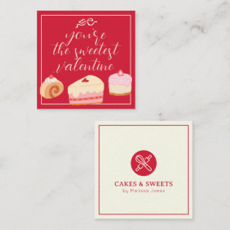 Carte De Correspondance Home Bakery Pastry Cakes Sweetest Valentine Logo