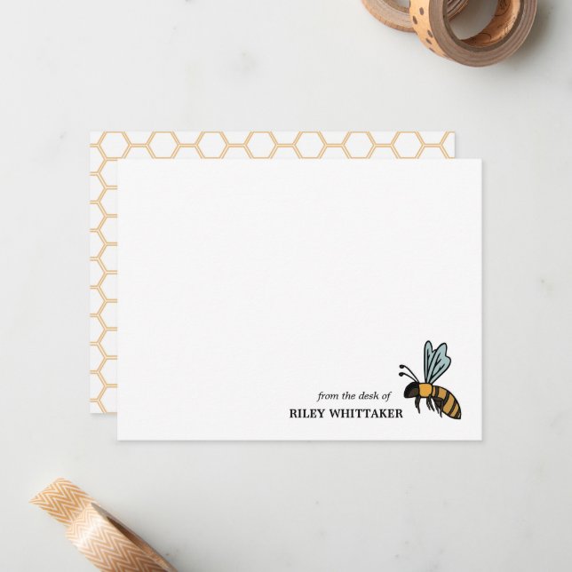Carte De Correspondance Honey Bee Honeycomb Du bureau de (Devant/Arrière en situation)