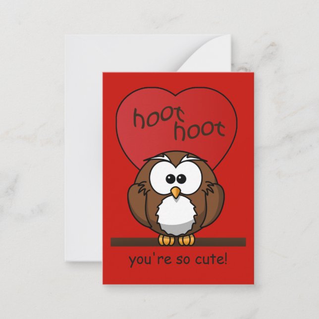 Carte De Correspondance Hoot Owl Valentine Red Heart Kids Pack (Devant)