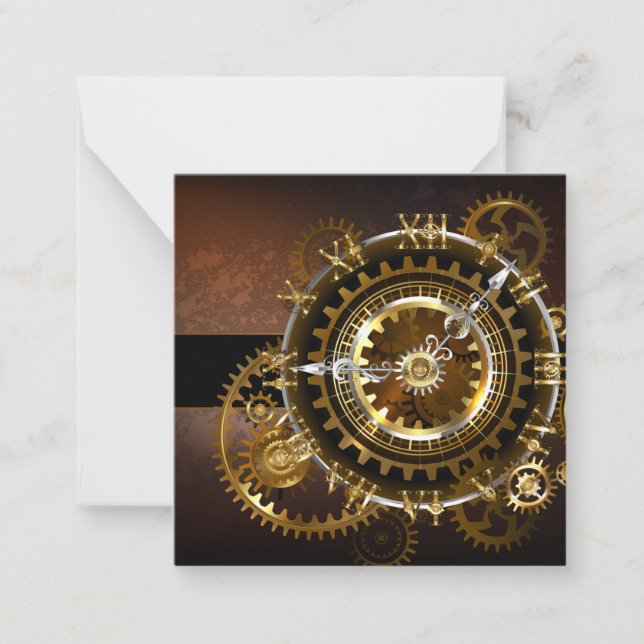 Carte De Correspondance Horloge Steampunk avec des engrenages anciens (Devant)