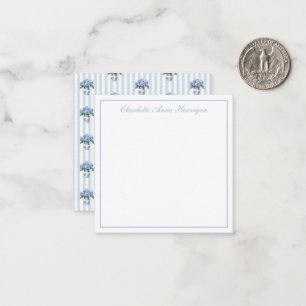 Carte De Correspondance Hortensias bleus et blancs sur rayures