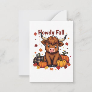 Carte De Correspondance Howdy Y'all Automne Automne Moo Vache Citrouille