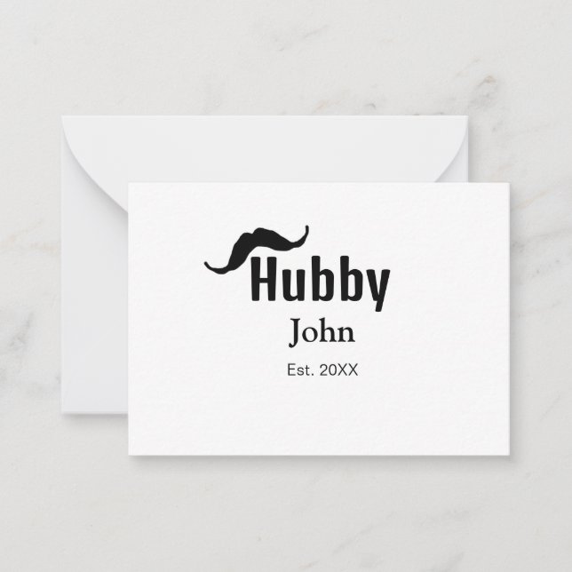 Carte De Correspondance Hubby mari ajouter nom date année moustache simple (Devant)