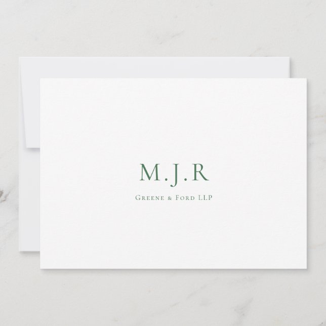 Carte De Correspondance Hunter Green Business Monogramme du bureau de (Dos)