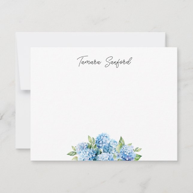 Carte De Correspondance Hydrangea Bleue Personnalisée (Devant)