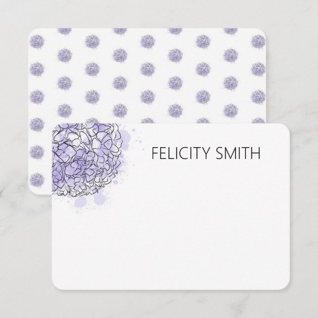 Carte De Correspondance Hydrangea Élégante papeterie personnalisée Bleu (Devant / Derrière)