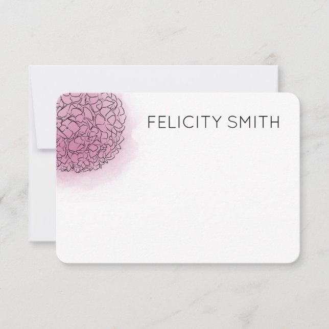 Carte De Correspondance Hydrangea Élégante papeterie personnalisée rose (Devant)