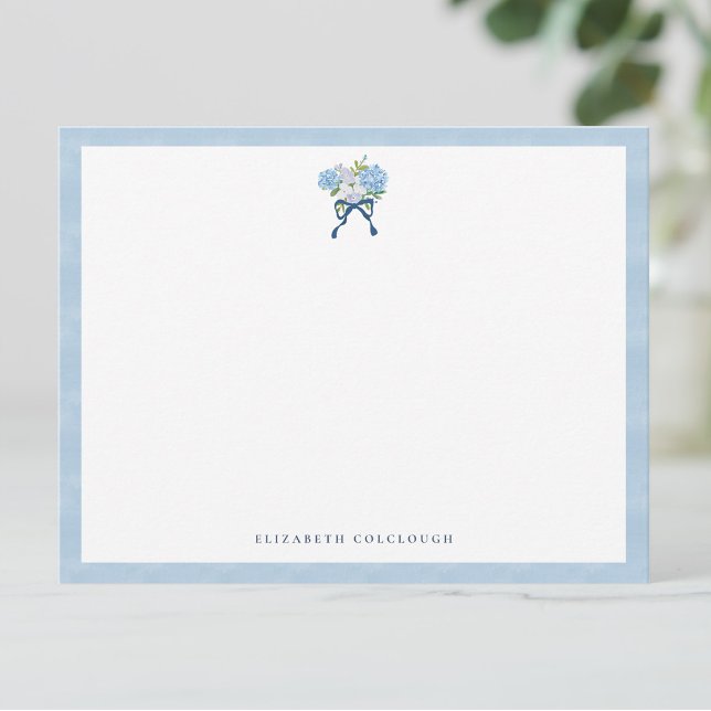 Carte De Correspondance Hydrangea Floral Élégant Aquarelle Bleu (Créateur téléchargé)