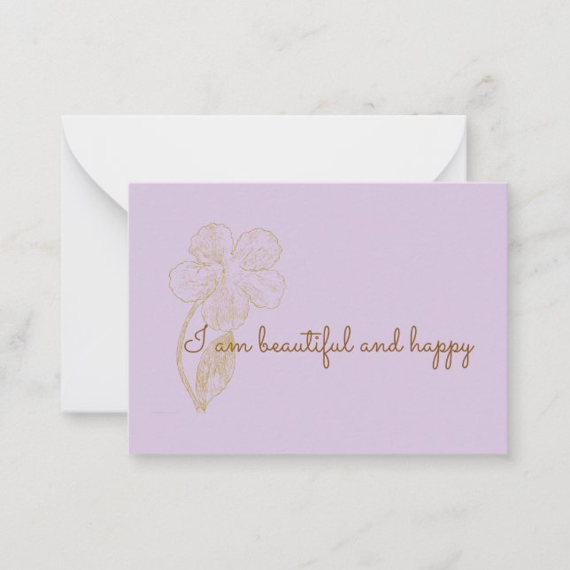 Carte De Correspondance I am Beautiful and Happy Positive Affirmation (Devant)