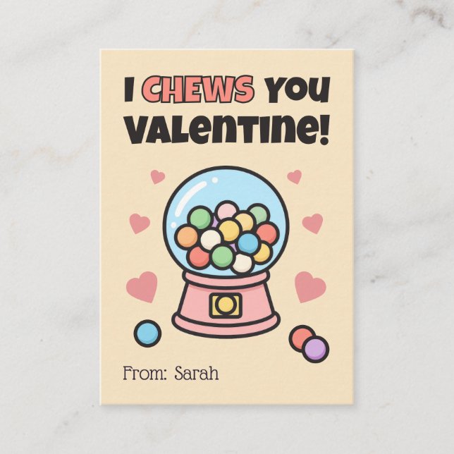 Carte De Correspondance I CHEWS You Gumball Kids Valentine's (Devant)