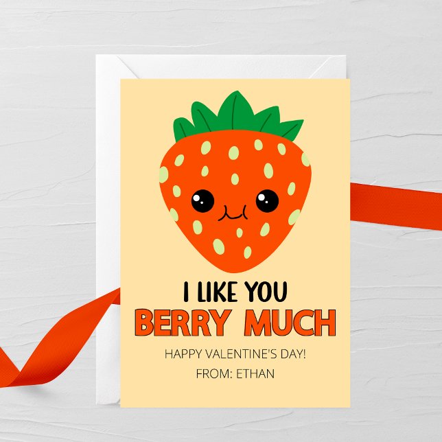 Carte De Correspondance I Like You Berry Much Valentine's Day Card (Créateur téléchargé)