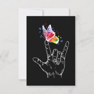 Carte De Correspondance I Love You Hand Sign Language Butterfly Autism