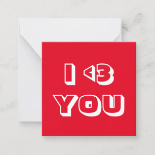 Carte De Correspondance I Love You red white heart moderne audacieuse typo