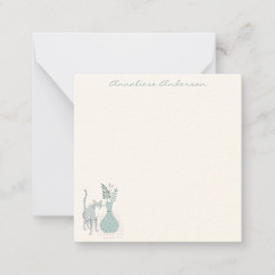 Carte De Correspondance Illustration Botanique Chat élégant Pastel Personn