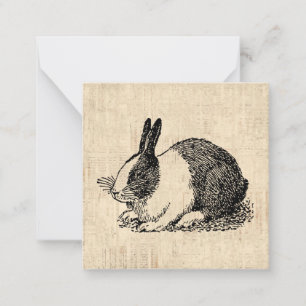 Carte De Correspondance Illustration d'art d'animal vintage de lapin de bu
