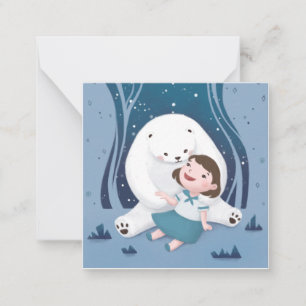 Carte De Correspondance Illustration de l'ours polaire et de l'enfant