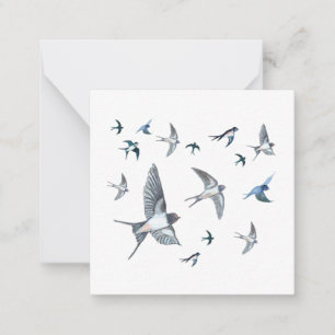 Carte De Correspondance Illustration de vol d'oiseaux hirondelles