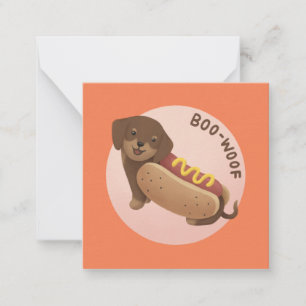 Carte De Correspondance Illustration d'Halloween : Boo-Woof (Dachshund)