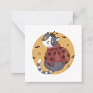 Carte De Correspondance Illustration d'Halloween : Ladybug Cat