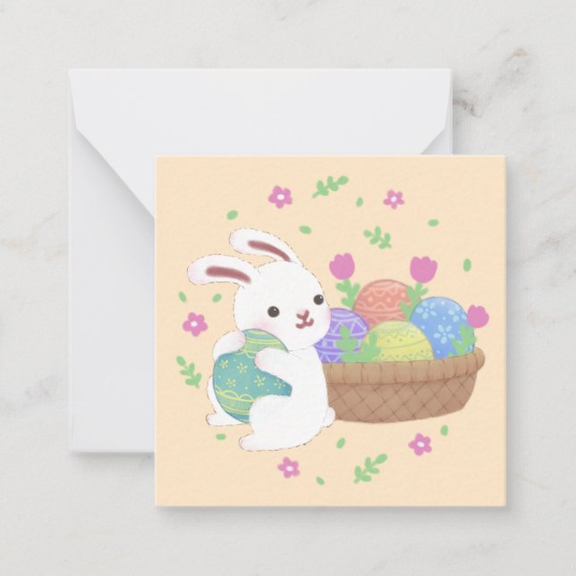 Carte De Correspondance Illustration du lapin de Pâques mignon (Devant)