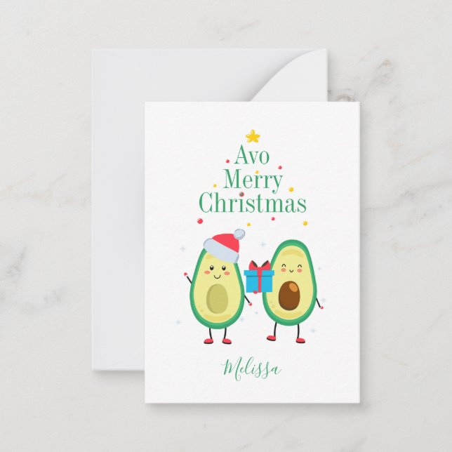 Carte De Correspondance Illustration personnalisée de Joyeux Noël Avocado (Devant)