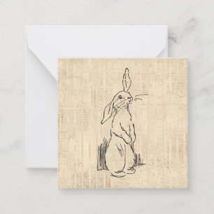 Carte De Correspondance Illustration vintage de lapin bunny sur fond de pa