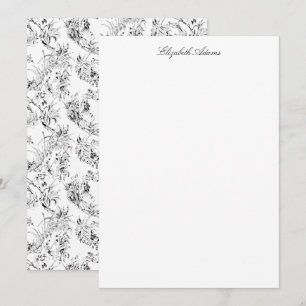 Carte De Correspondance Imaginaire Floral vintage français Toile-Black