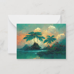 Carte De Correspondance Imaginaire tropical Mer & Palmiers