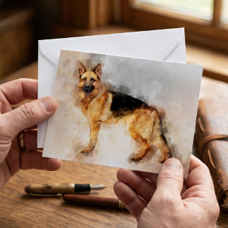 Carte De Correspondance Impression d'art aquarelle de chien berger alleman