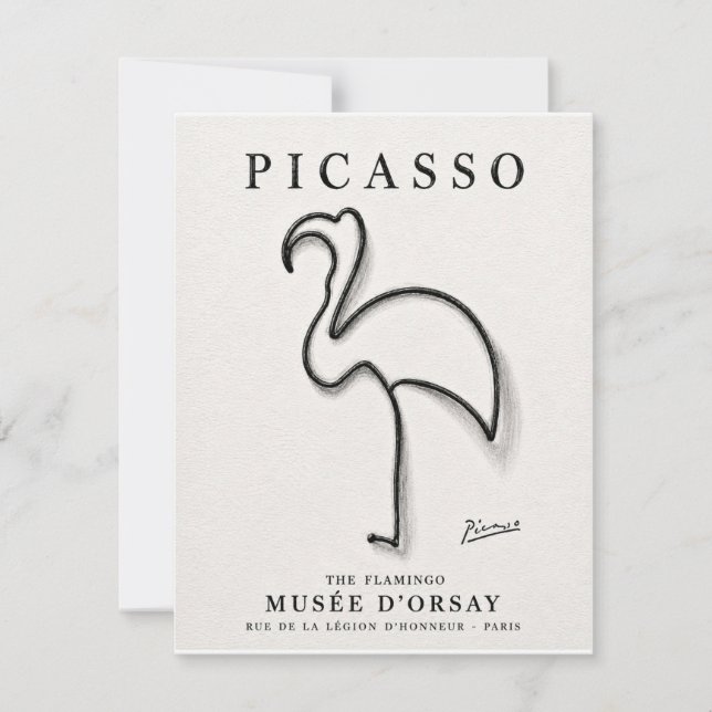 Carte De Correspondance Impression de flamant rose de Picasso | Art minima (Devant)