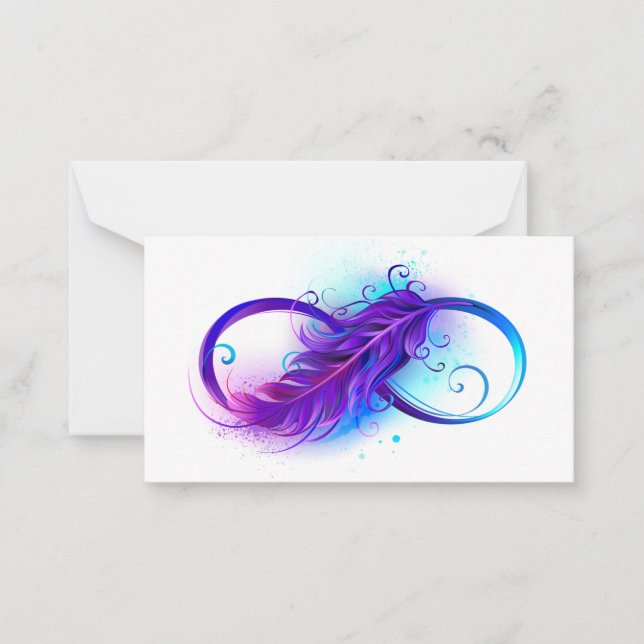 Carte De Correspondance Infini avec plume violette (Devant)