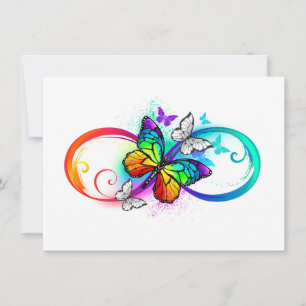 Carte De Correspondance Infini brillant avec papillon arc-en-ciel
