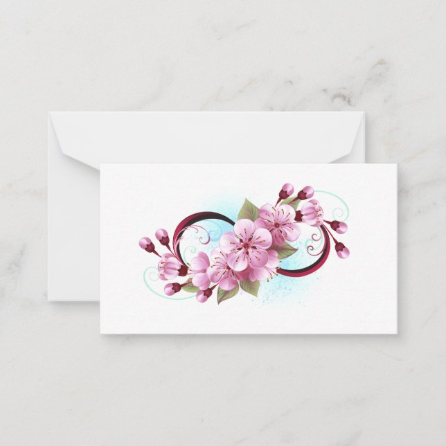 Carte De Correspondance Infinité avec les fleurs Sakura (Devant)
