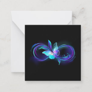 Carte De Correspondance Infinité brillante avec papillon magique