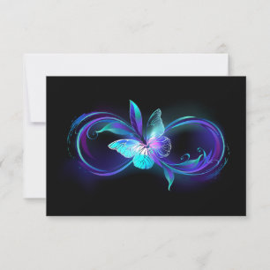 Carte De Correspondance Infinité brillante avec papillon magique