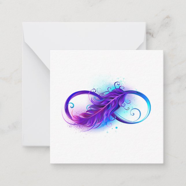 Carte De Correspondance Infinity with Purple Feather (Devant)
