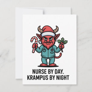 Carte De Correspondance Infirmière le jour, Krampus la nuit Infirmière