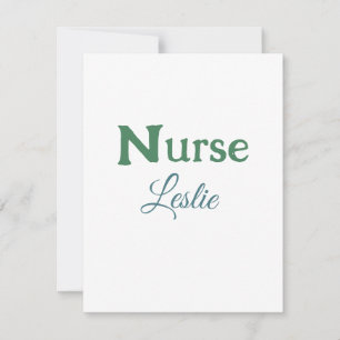 Carte De Correspondance Infirmière médecin ajouter le nom texte vert bleu