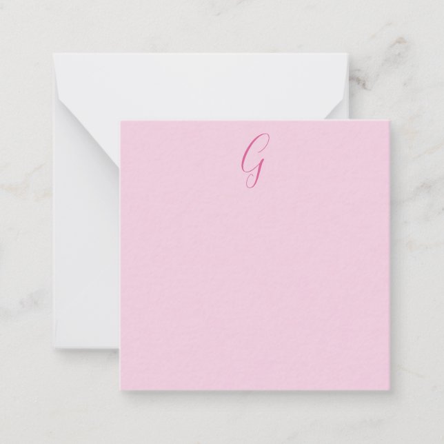 Carte De Correspondance Initial Letter Monogram Light Pink Plain Chic (Devant)