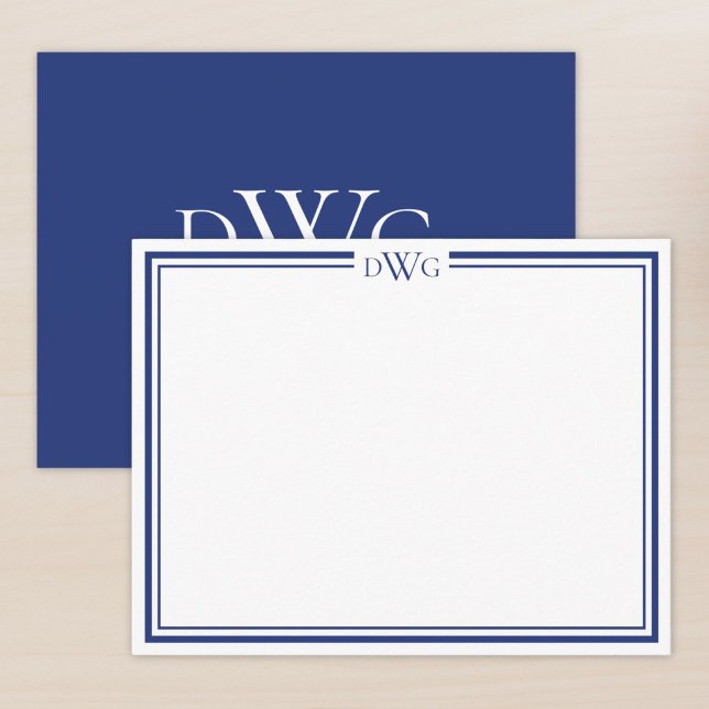 Carte De Correspondance Initiale de monogramme classique personnalisé Nom (Créateur téléchargé)