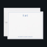 Carte De Correspondance Initiales de couple élégantes à double bordure ble<br><div class="desc">Carte de note avec initiales de couple élégantes à double bordure bleue</div>