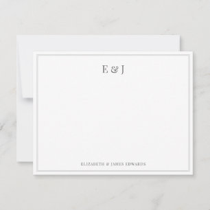Carte De Correspondance Initiales de couple élégantes gris argent double b