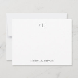Carte De Correspondance Initiales de couple en monogramme gris personnalis