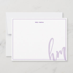 Carte De Correspondance Initiales de couple en monogramme violet simple po