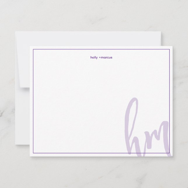 Carte De Correspondance Initiales de couple en monogramme violet simple po (Devant)