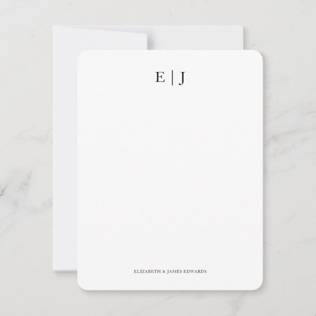 Carte De Correspondance Initiales de couple monogrammées Merci (Devant)