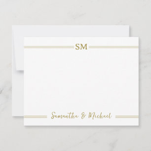 Carte De Correspondance Initiales de monogramme de mariage or Nom du coupl